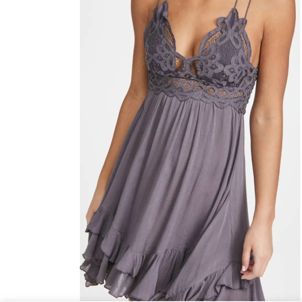Free People Adella Slip Dress in Charcoal Gray